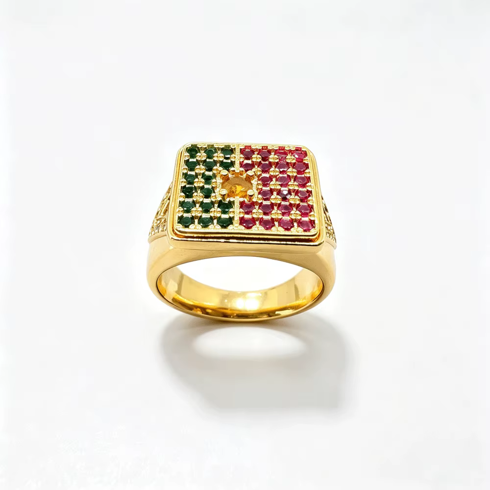 Bague magnétique inspirée du drapeau du Portugal, numéro 1 mondial, avec cristaux CZ, pour hommes, f