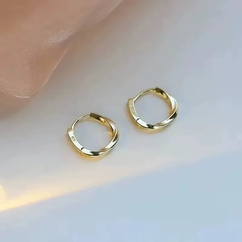 Boucles d'oreilles rondes en argent Sterling 925 pour femmes, créoles au Design incrusté Simple, bij