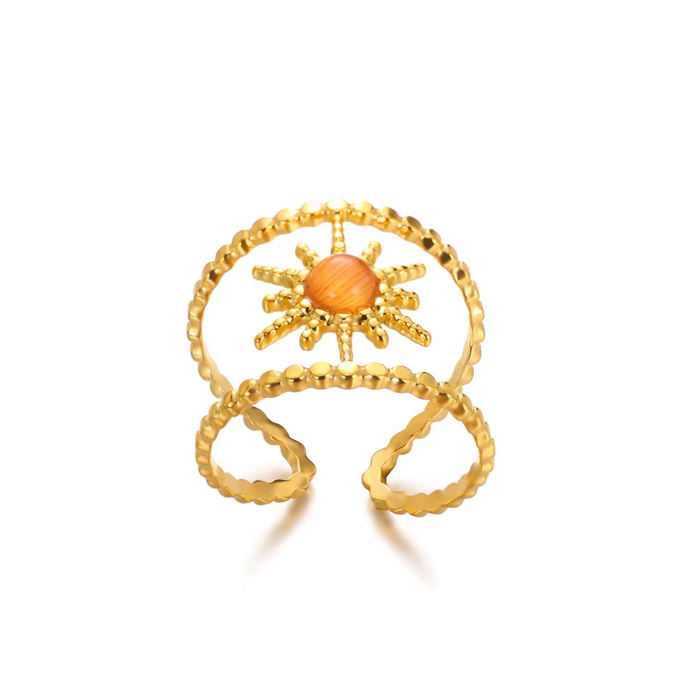Bagues opale ovales Vintage pour femmes, en acier inoxydable, couleur or, œil de soleil, bague de ma