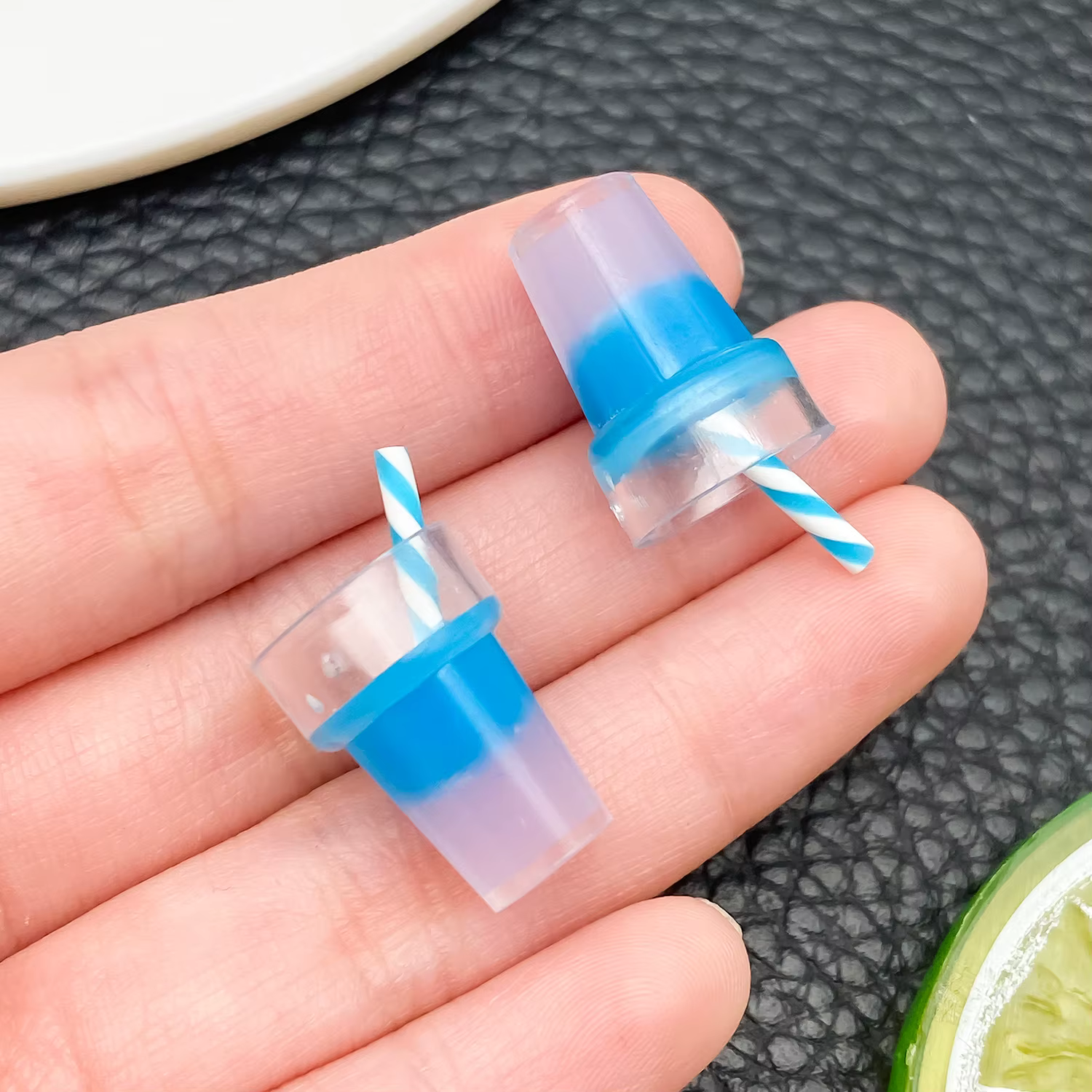 Tasse à Milkshake en résine avec breloques en paille et perles, pour bricolage, boucles d'oreilles, 