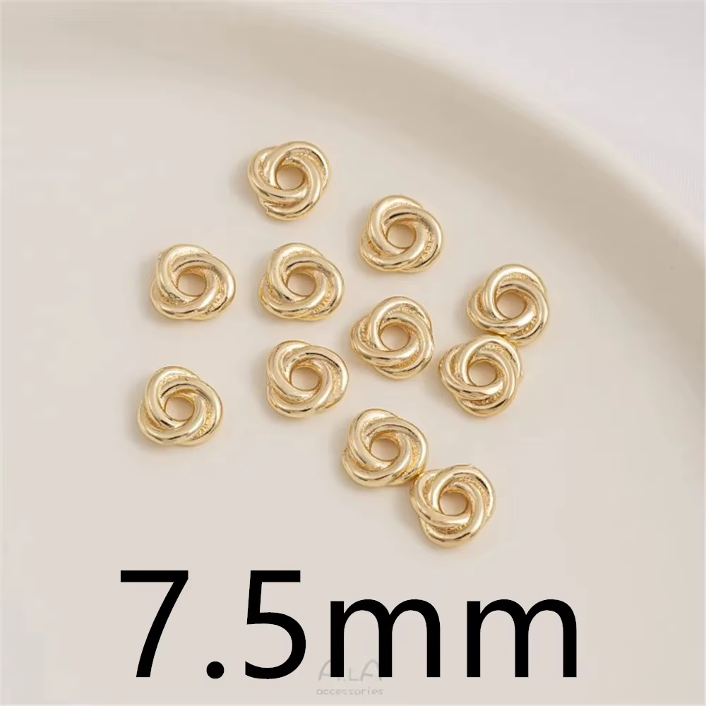 Anneau torsadé à nœud enveloppé d'or 14K, accessoires de manches de perles séparées, boucles d'oreil