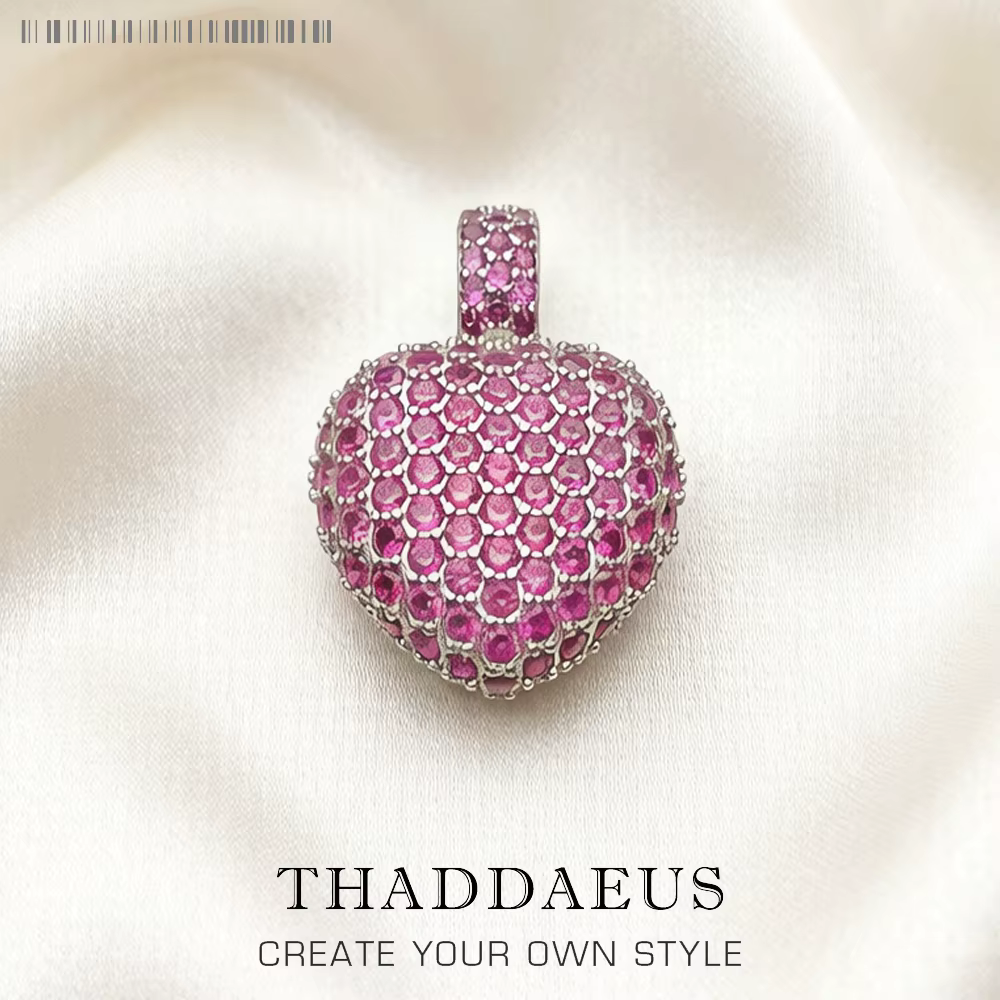 Pendentif rouge CZ coeur printemps marque mode Bijoux romantiques Style européen Bijoux accessoires 