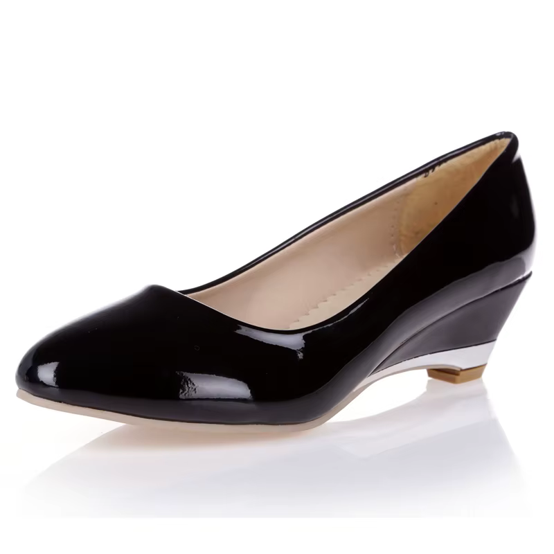 Chaussures compensées décontractées pour femmes, escarpins classiques à talons bas, rouge et blanc, 
