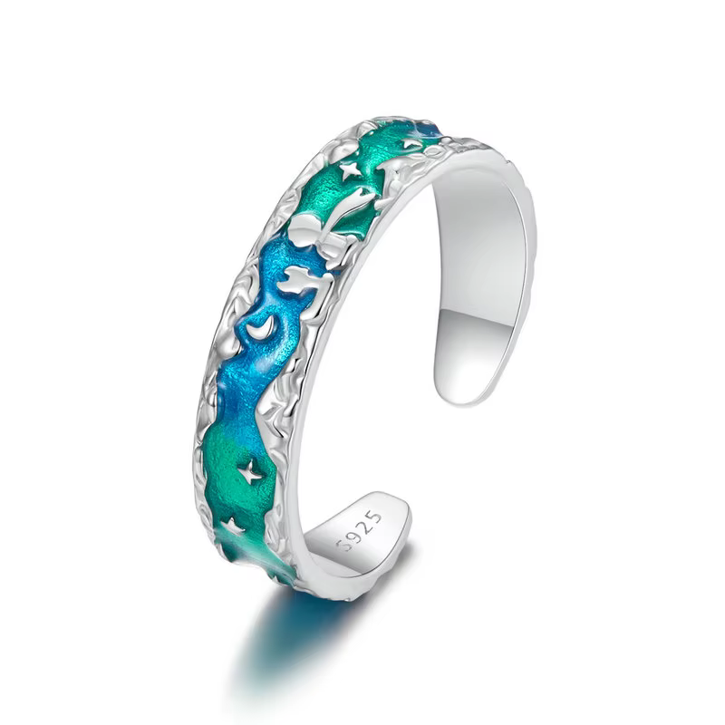 WOSTU 925 en argent Sterling arc-en-ciel Aurora étoile bague petit Prince et renard anneaux d'ouvert