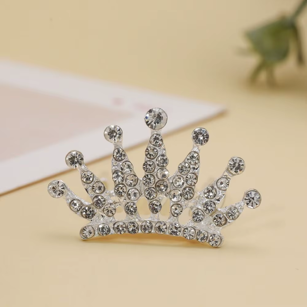 Peigne à cheveux couronne en cristal fleur, cœur d'amour creux pour enfants, diadème, bandeau, bijou