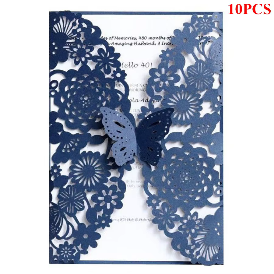 10/30/50 Pièces Cartes d'invitation papillon découpées au laser, style européen, lettres de vœux de 