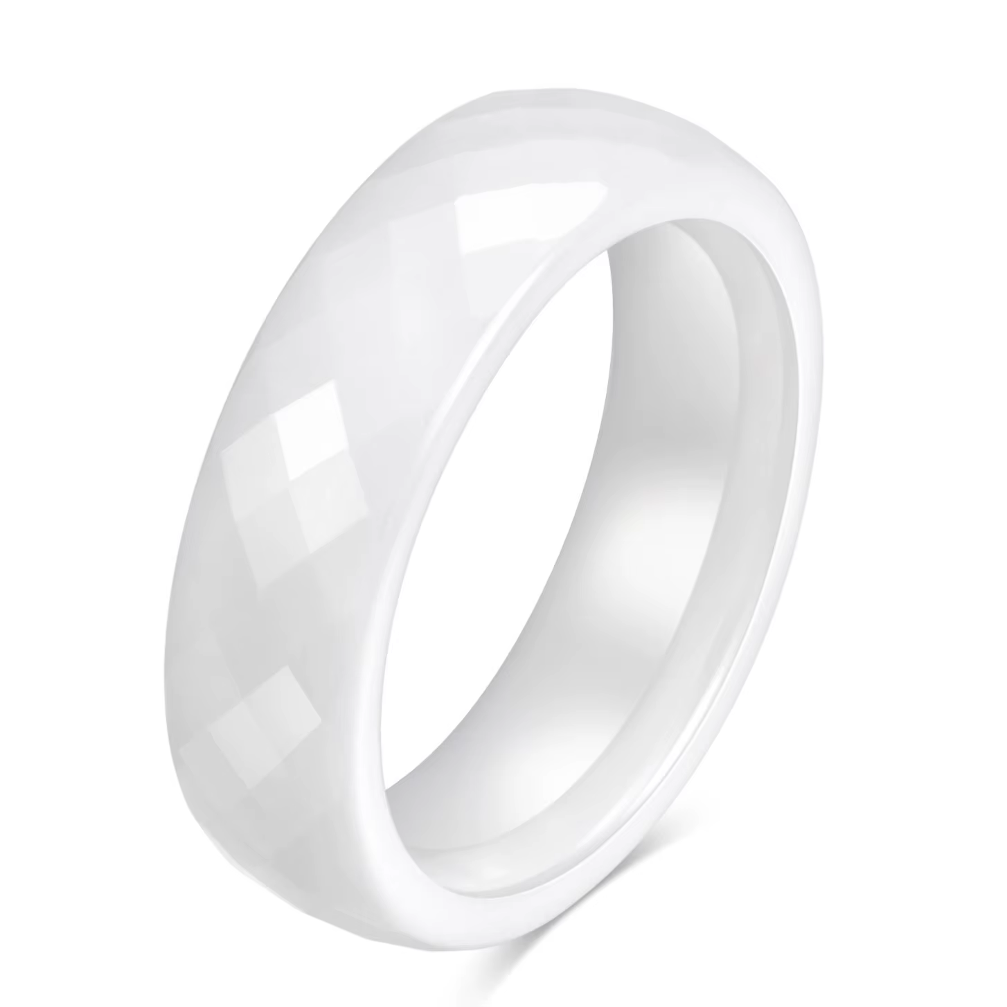 Bague de mariage en céramique à facettes blanches/noires, 6mm, pour femmes et hommes, taille 5-12