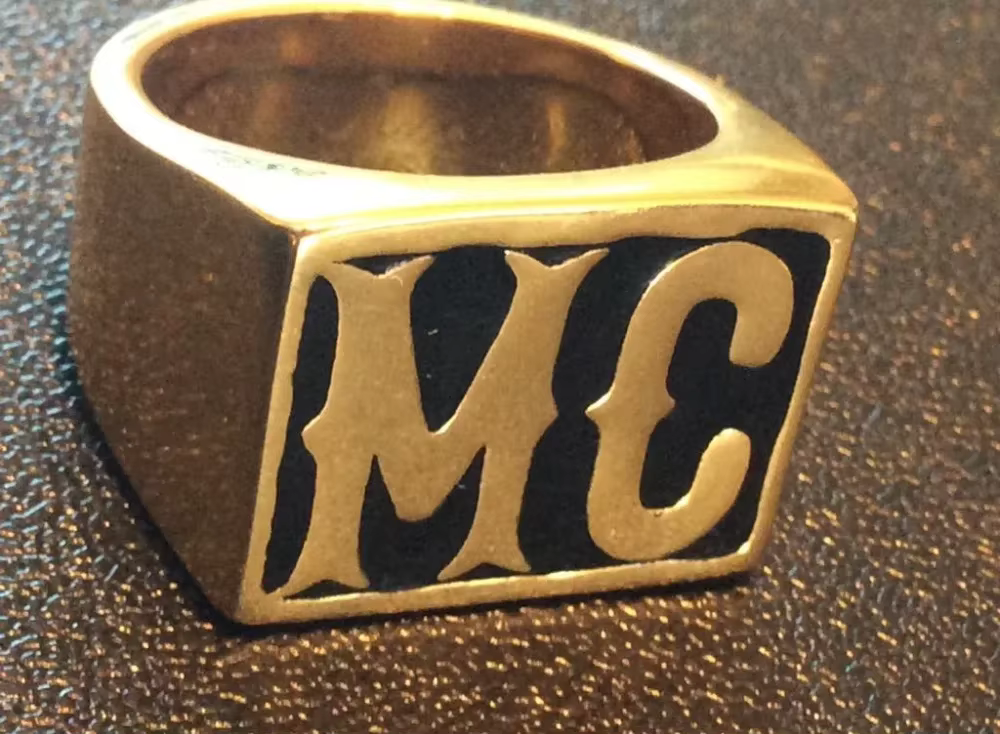 Bague MC solide en acier inoxydable 316L, bijoux Punk polissage or argent motos hommes bague taille 