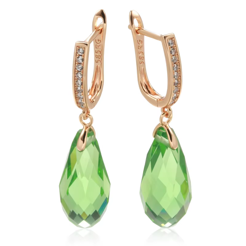 Kinel – boucles d'oreilles pendantes brillantes de luxe, or Rose 585, goutte d'eau, incrustation de 
