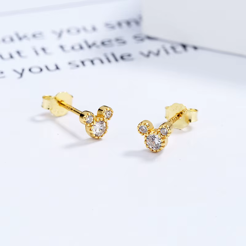 Uniorsj 100% 925 bijoux en argent Sterling brillant Zircon belle mignon dessin animé Mickey boucles 