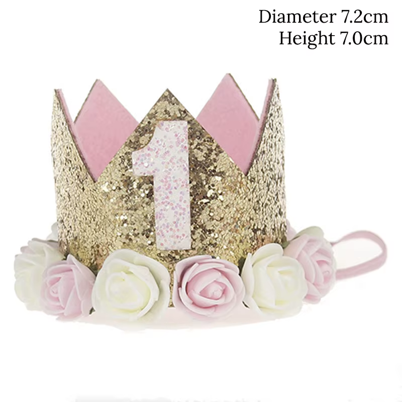 Bébé fête d'anniversaire chapeau couronne 1 2 3 ans bébé fille princesse couronne bandeau bébé douch