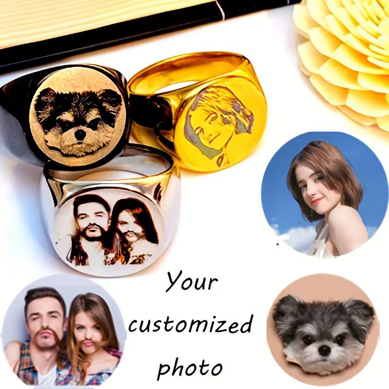 Bagues personnalisées pour hommes pour la Saint-Valentin, bagues rondes style punk, bagues de famill