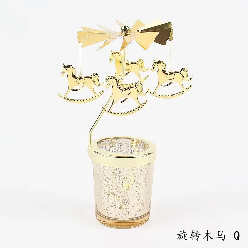 Bougeoirs rotatifs romantiques dorés, décoration de fête de noël pour la maison, bonhomme de neige r