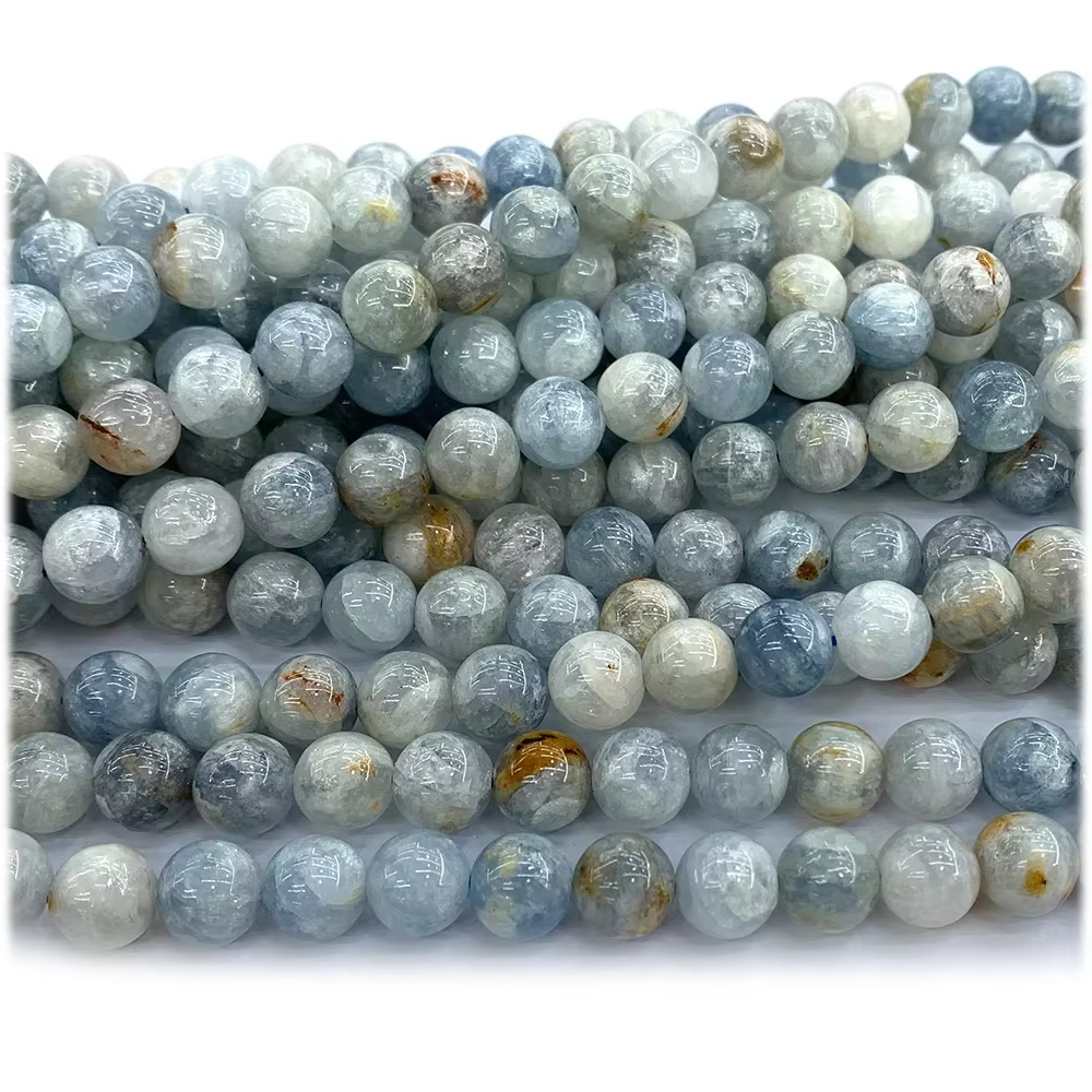 Perles Rondes Billy Stine Naturelles pour Bijoux, Pierres Précieuses en Clip de Charbon, Collier, Br
