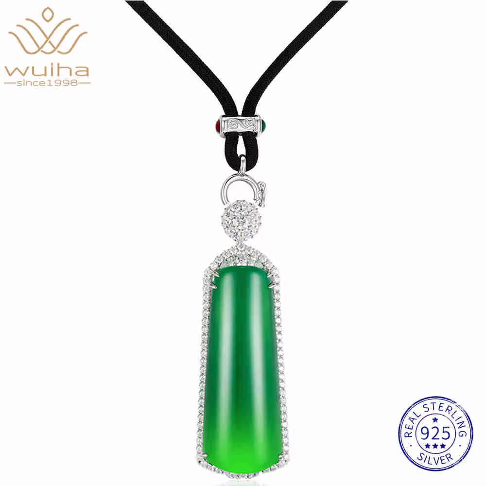 WUIHA Vintage 100% 925 argent Sterling laboratoire saphir Jade haute teneur en carbone diamant pierr