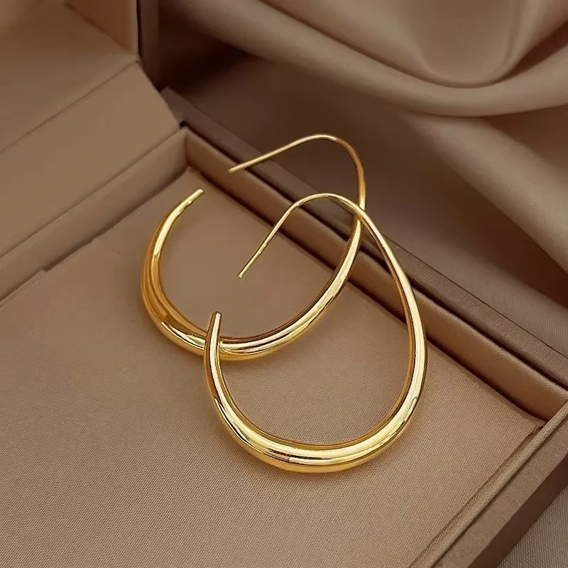 Boucles d'oreilles ovales géométriques pour femmes, design Simple, accessoires de bijoux à la mode p