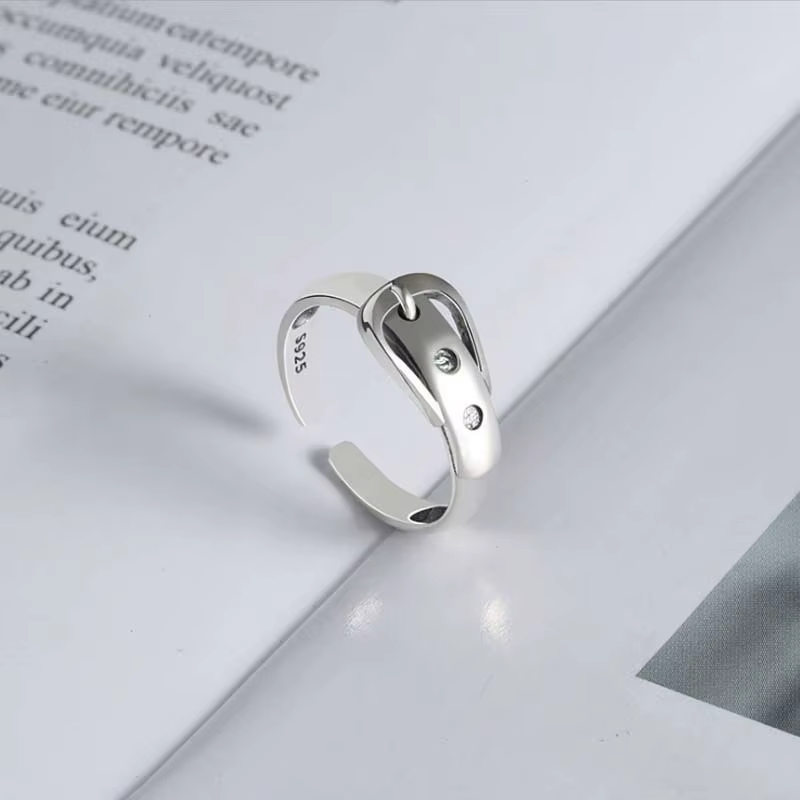 Nouveauté ceinture en argent sterling 925 ​ Bagues réglables pour femmes, bijoux de luxe de mariage 