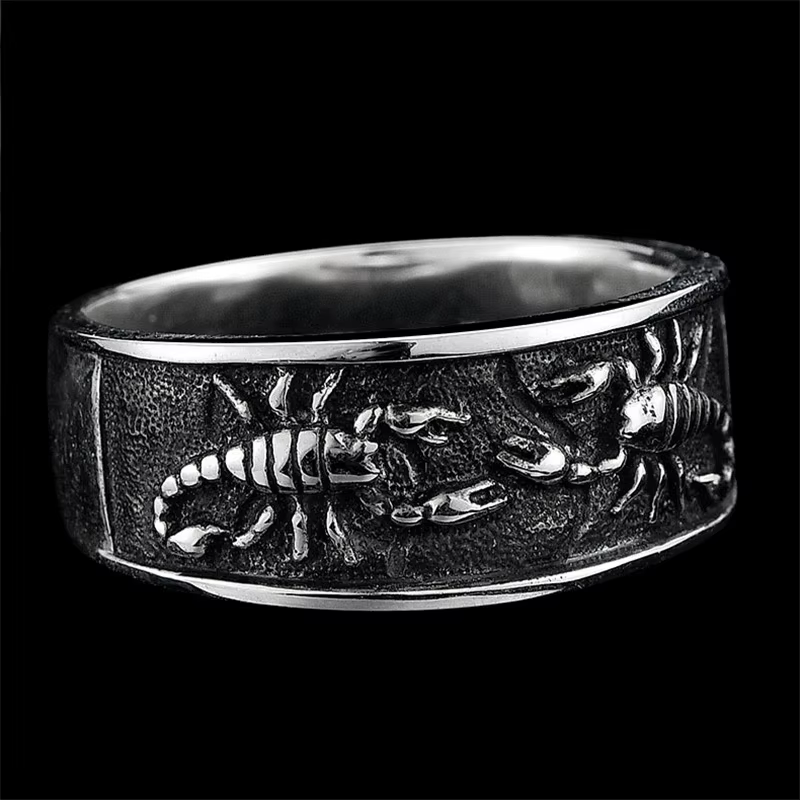 Bague en argent S925 au design de scorpion vintage pour hommes, bijoux masculins, index, accessoires