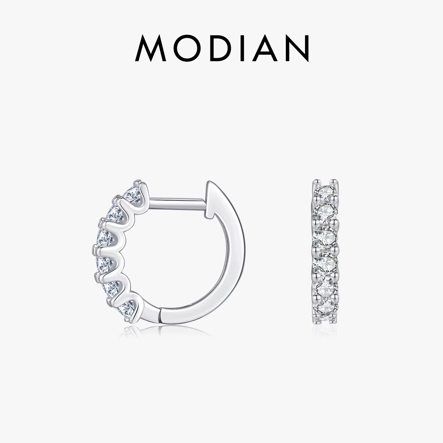 MODIAN D couleur Moissanite petites boucles d'oreilles en argent Sterling 925 creux scintillant bouc