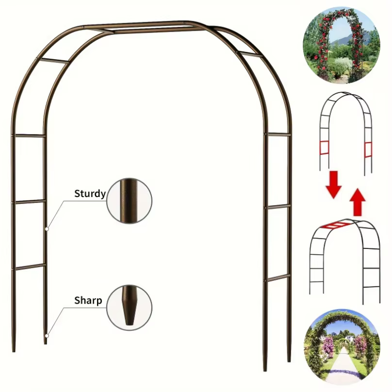 1 pièce, Arche de jardin en métal, Grande arche de jardin de 100 pouces avec structure en acier robu