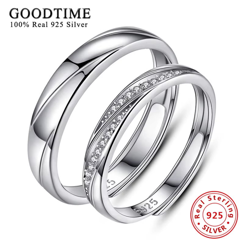 Bague en argent Sterling 100% véritable pour femmes et hommes, bague de fiançailles en Zircon, de Co