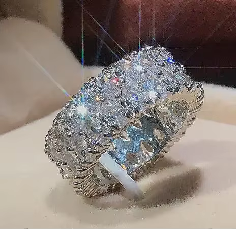 Bague élégante en argent regardé 925 pour femme, grosse goutte d'eau, matiques en pierre, promesse d