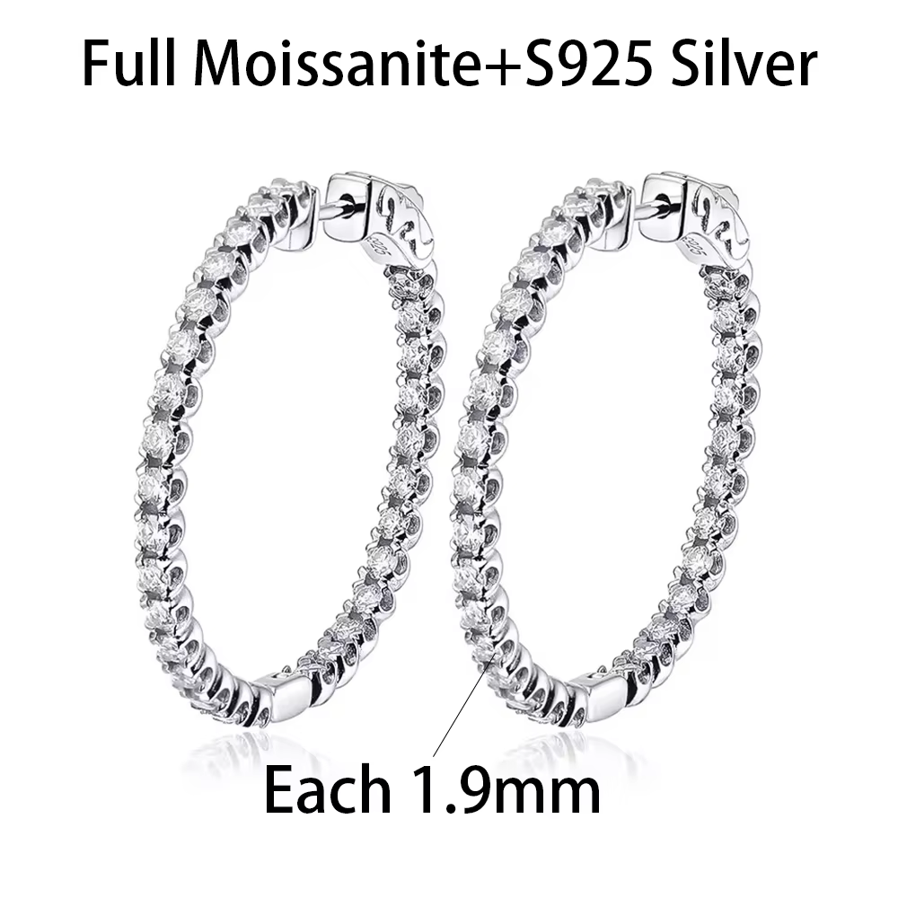 OEVAS 1.8MM boucles d'oreilles en Moissanite pour femmes 100% S925 argent plaqué or 18K D VVS labora