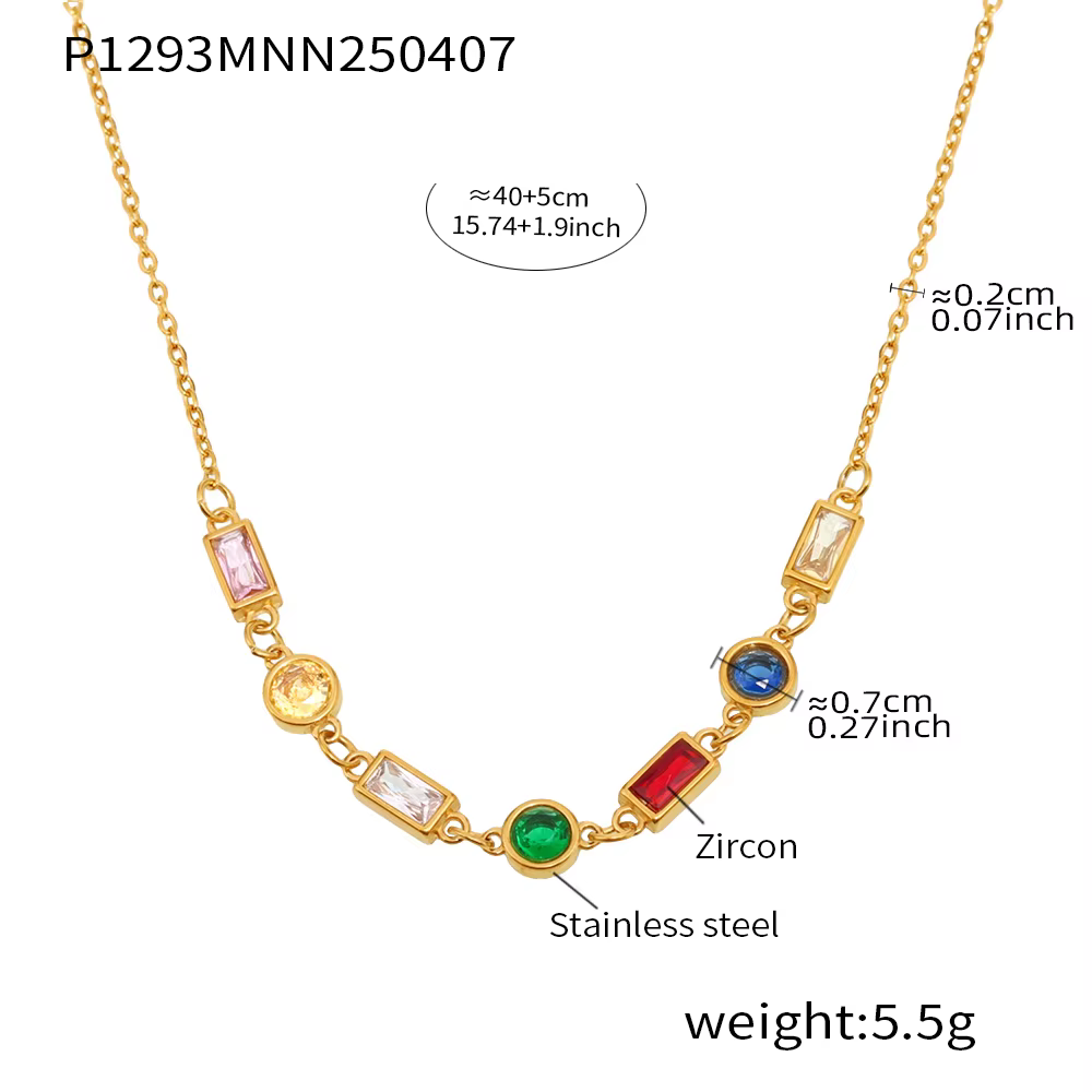 Collier ras du cou de luxe coloré en zircon pour femme, pendentif rond, bijoux en acier inoxydable p