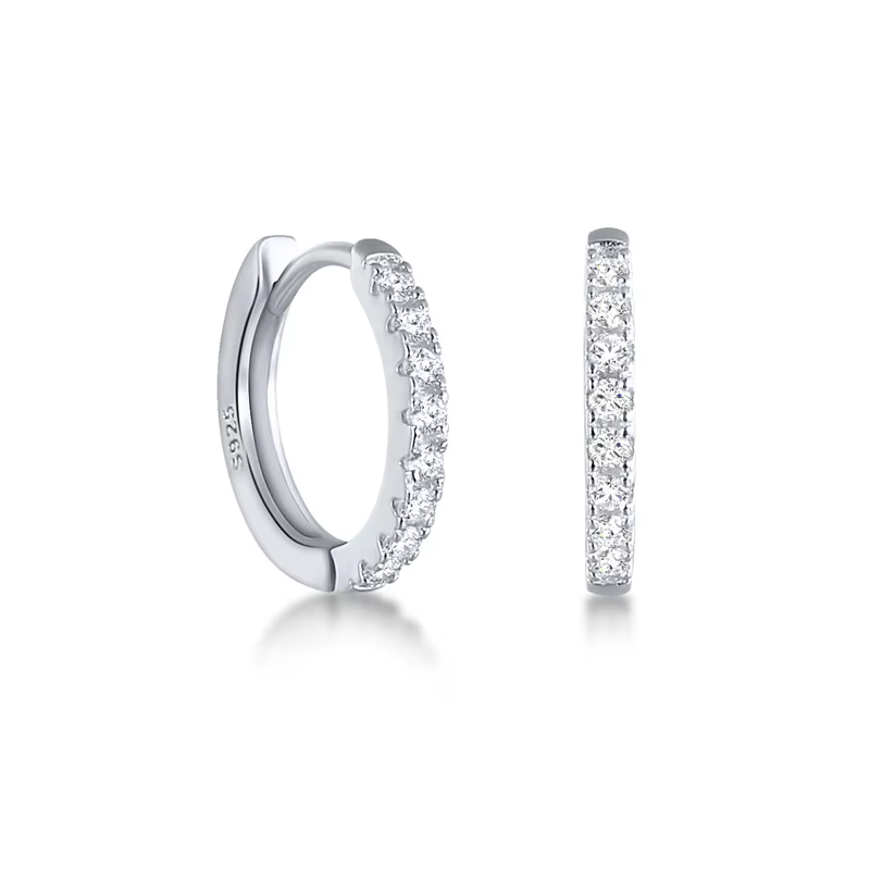 Boucles d'oreilles créoles en argent Sterling 925 avec strass et cristal pour femmes et filles, bouc