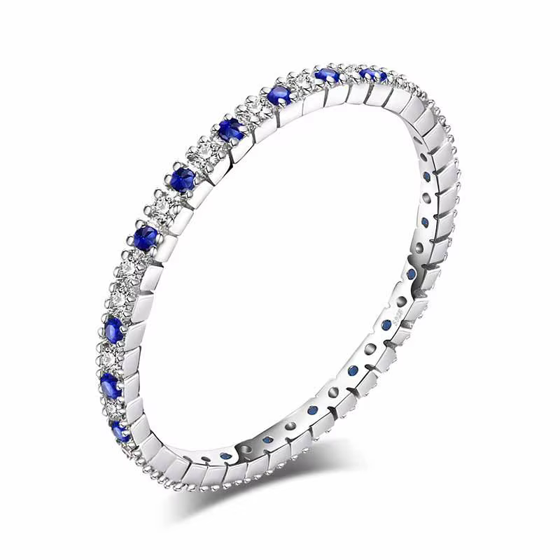 JewelpopPalace-Bague de Mariage en Argent Sterling 925 pour Femme, Bijoux Fins Créés, Spinelle Bleu 