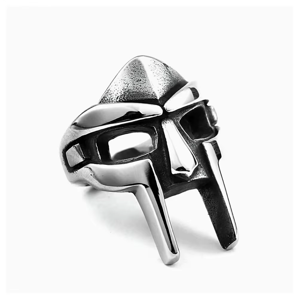 Bague ouverte pour homme, style punk, gothique, avec masque apocalyptique MF Doom, pharaon égyptien,