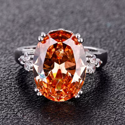 Bagues en Zircon couleur argent, 12x16MM, bijoux avec pierres naturelles, meilleur cadeau pour femme