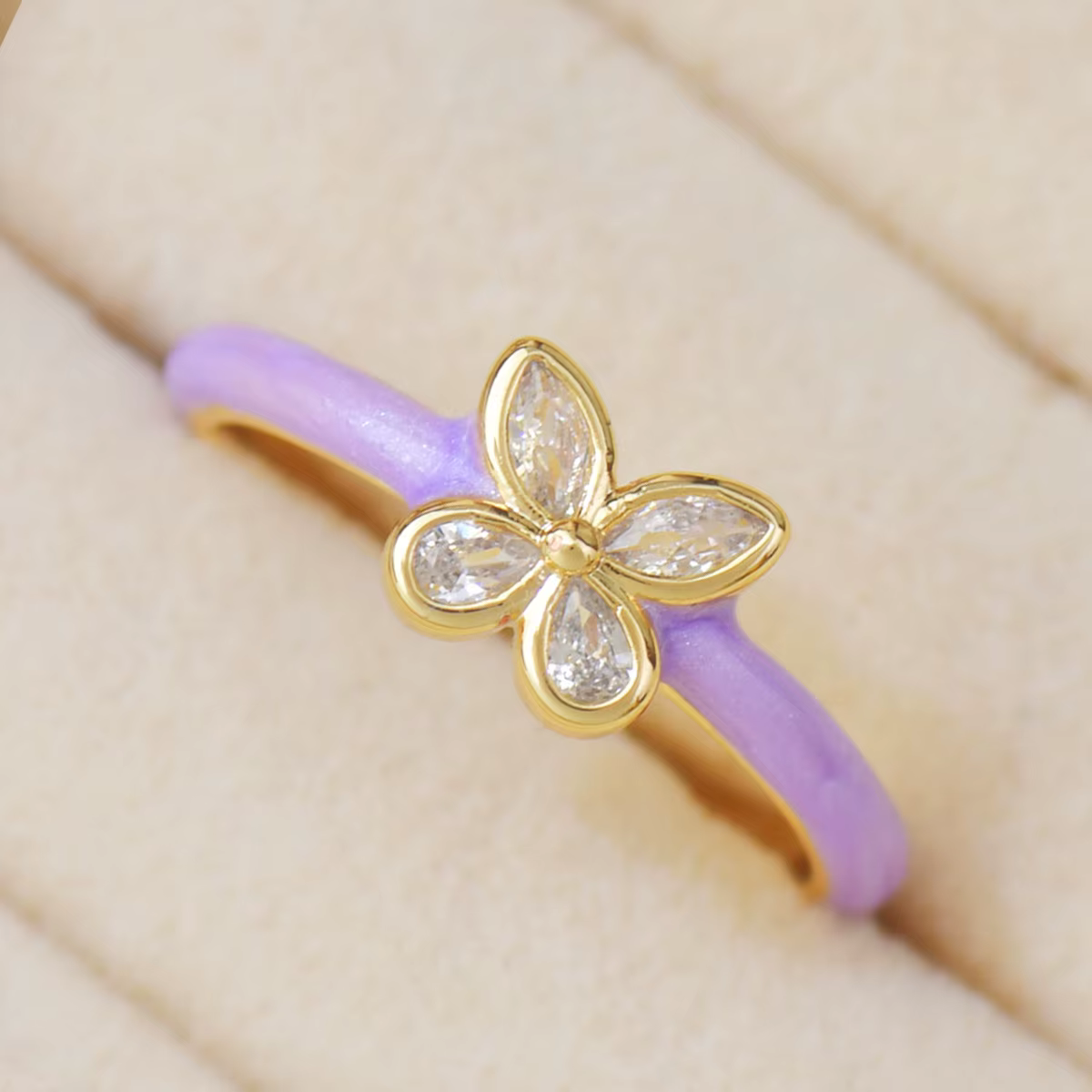 JUWANG-Bague ouverte papillon pour femme, goutte d'huile de fleur, tempérament super nickel é, viole