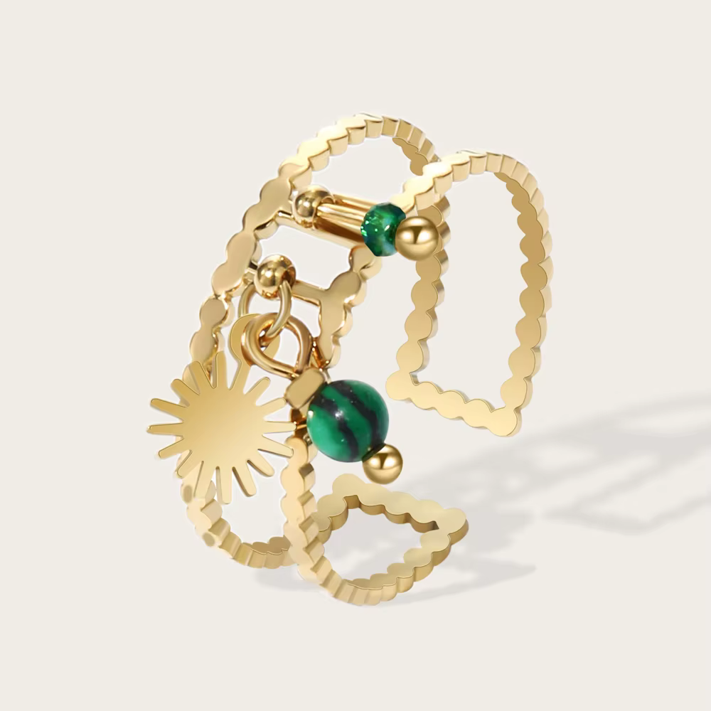 YACHAN Bague pendentif étoile géométrique élégante en acier inoxydable plaqué or bijoux imperméables