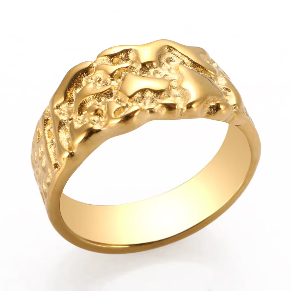 Bague pépite Vintage couleur or, Unique, Punky en acier inoxydable pour femmes et hommes, bijoux est