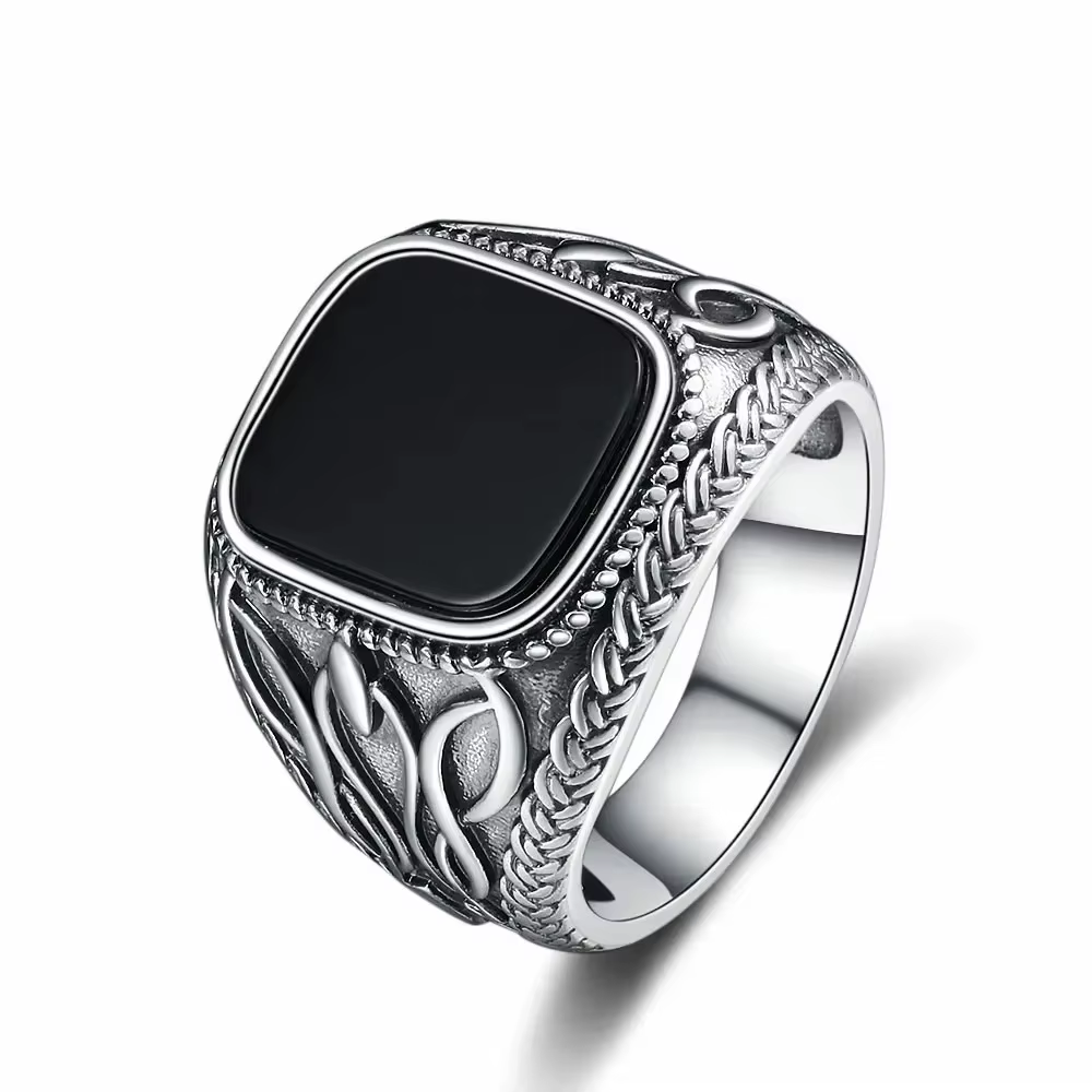 Bagues vintage en argent sterling S925 10*14MM avec labradorite et pierre de lune, grandes bagues en