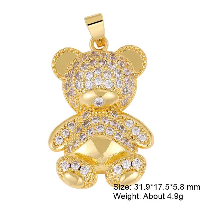 Juya nouveau 18K véritable plaqué or Animal tigre panthère ours léopard breloques pour bricolage cad