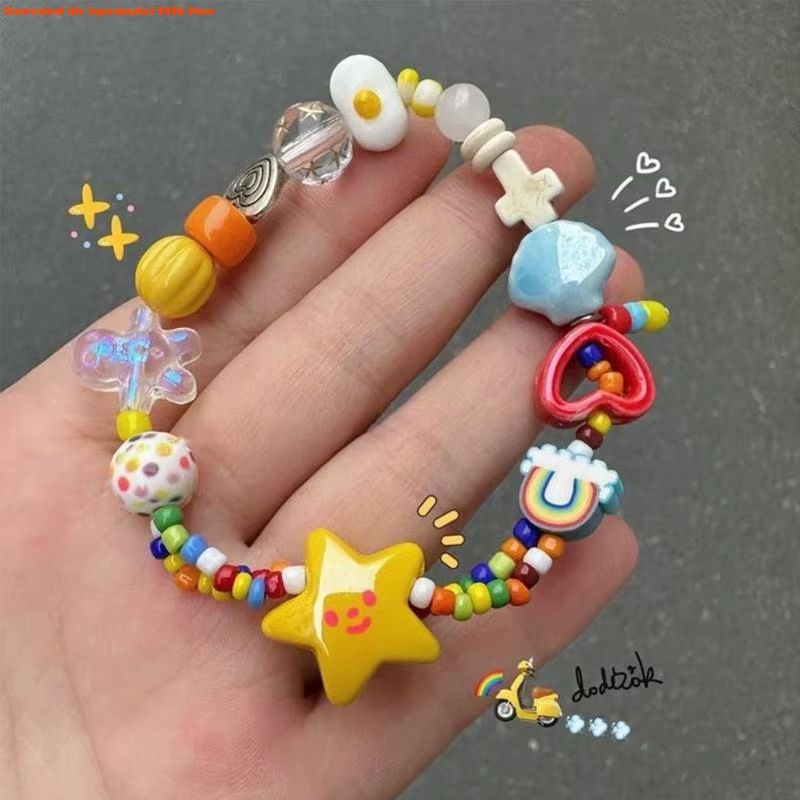 E06E Bracelet perle d'étoile colorée mode Bracelet à cordon élastique fait à main