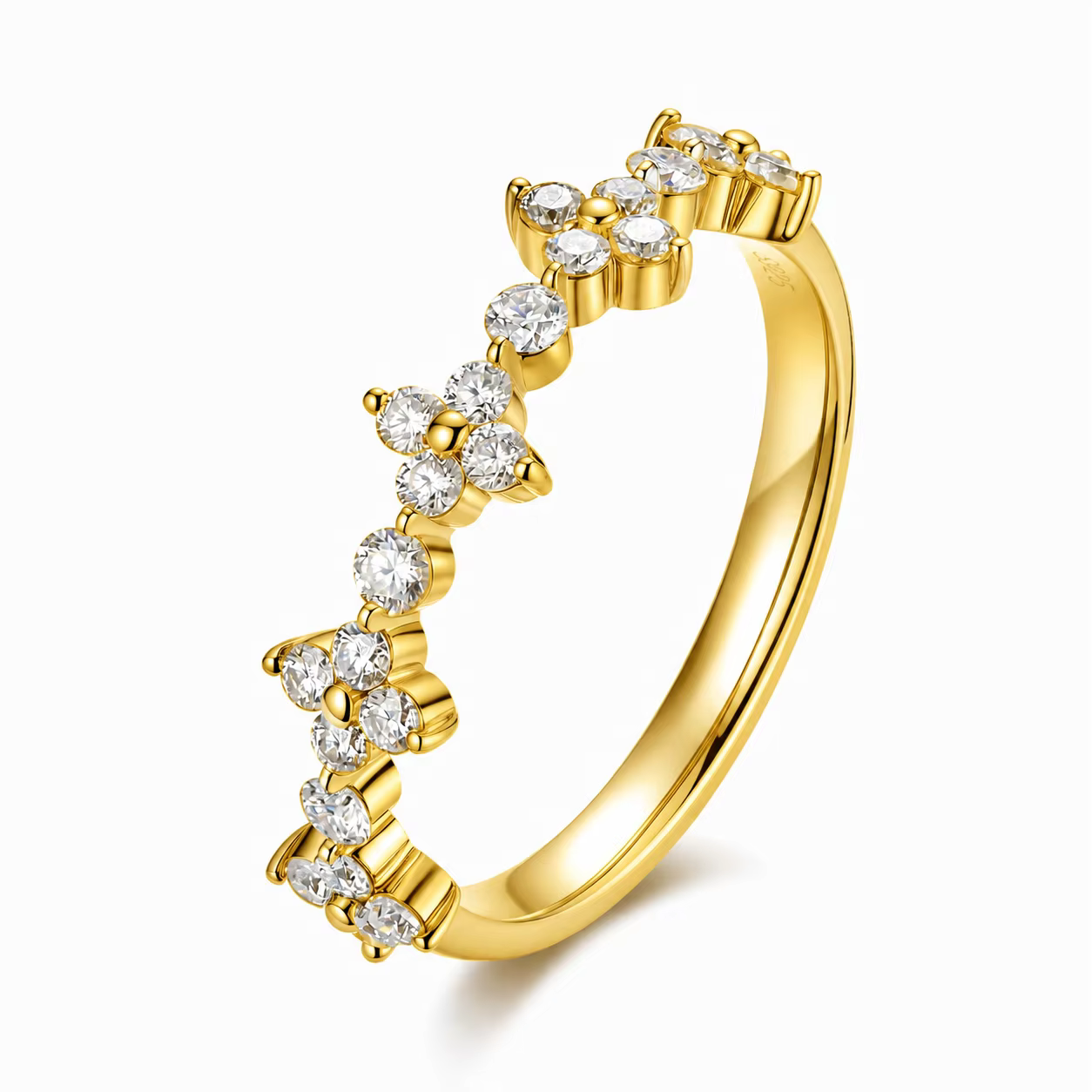 Bague de fiançailles, d'anniversaire ou de promesse en or 9K ou 14K avec diamant de laboratoire pers