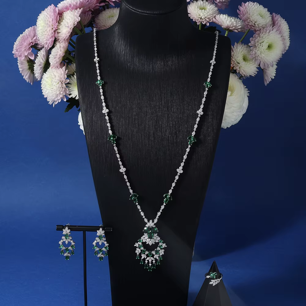 00018 ensemble de collier Long pour femmes ensemble de bijoux en zircone cubique pour femmes accesso