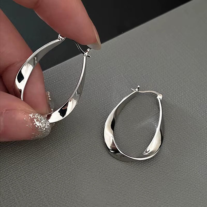 Boucles d'oreilles en argent 925 pour femmes et filles, Piercing à l'aiguille, grand cercle, jolis c