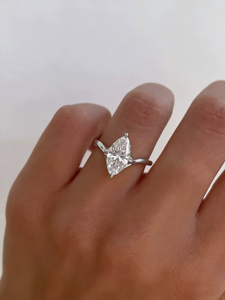 Bague en argent Sterling 925 pour femmes, magnifique bague en Zircon de forme Marquise, bijoux fins 