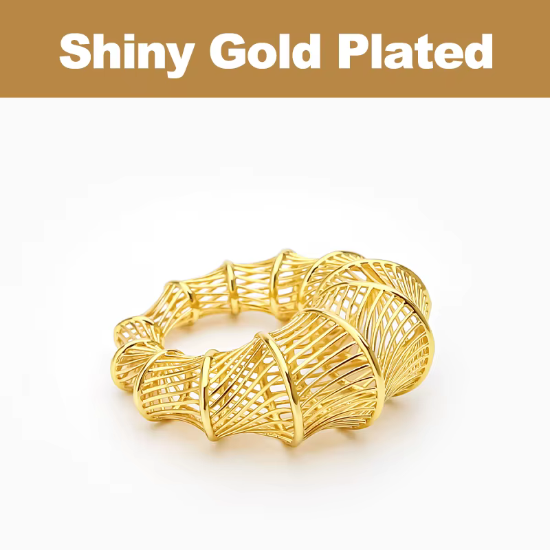 IVOG – bague luxueuse en bambou ajourée, bijoux personnalisés à motif de Texture de ligne d'arc irré