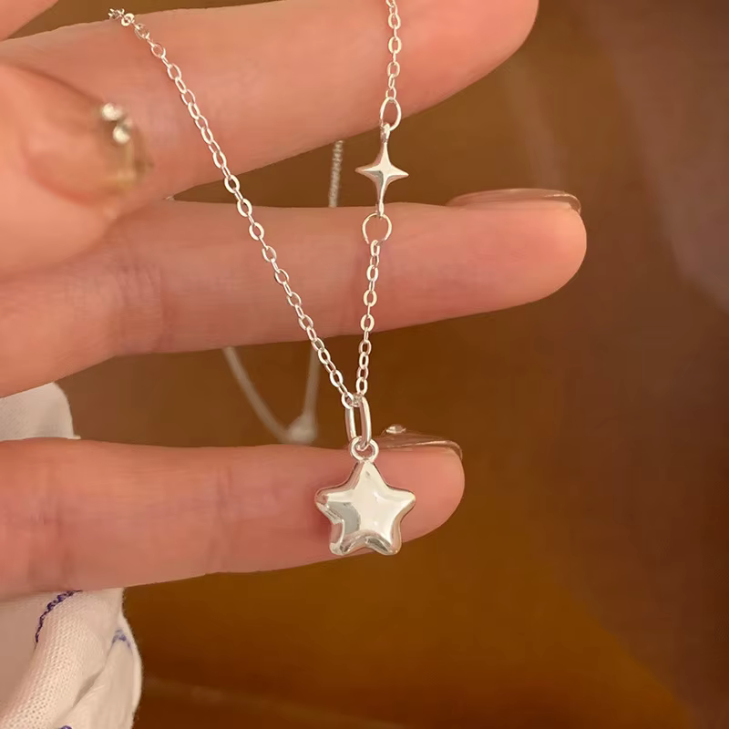 Collier étoile en argent Sterling 925 pour femmes, chaîne de clavicule étoile à cinq branches exquis