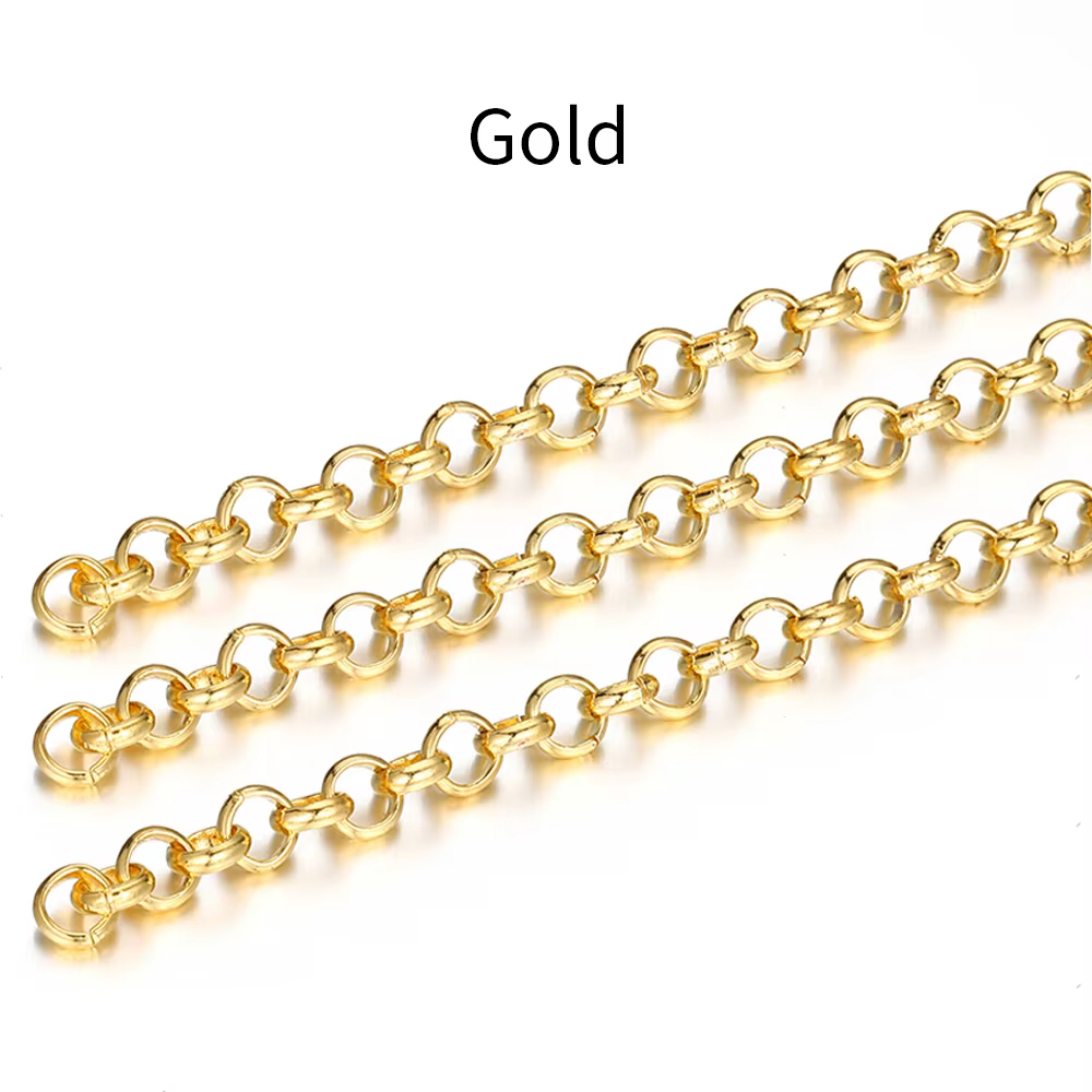 Chaînes de collier en forme de O de 2 mètres, Bracelet en cuivre, maillons de câble, chaînes en vrac
