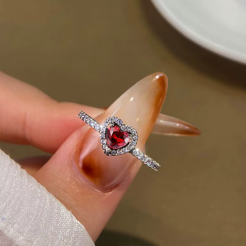 Magnifique bague en forme de cœur d'amour brillant en Zircon pour femmes, fiançailles, mariage, arge