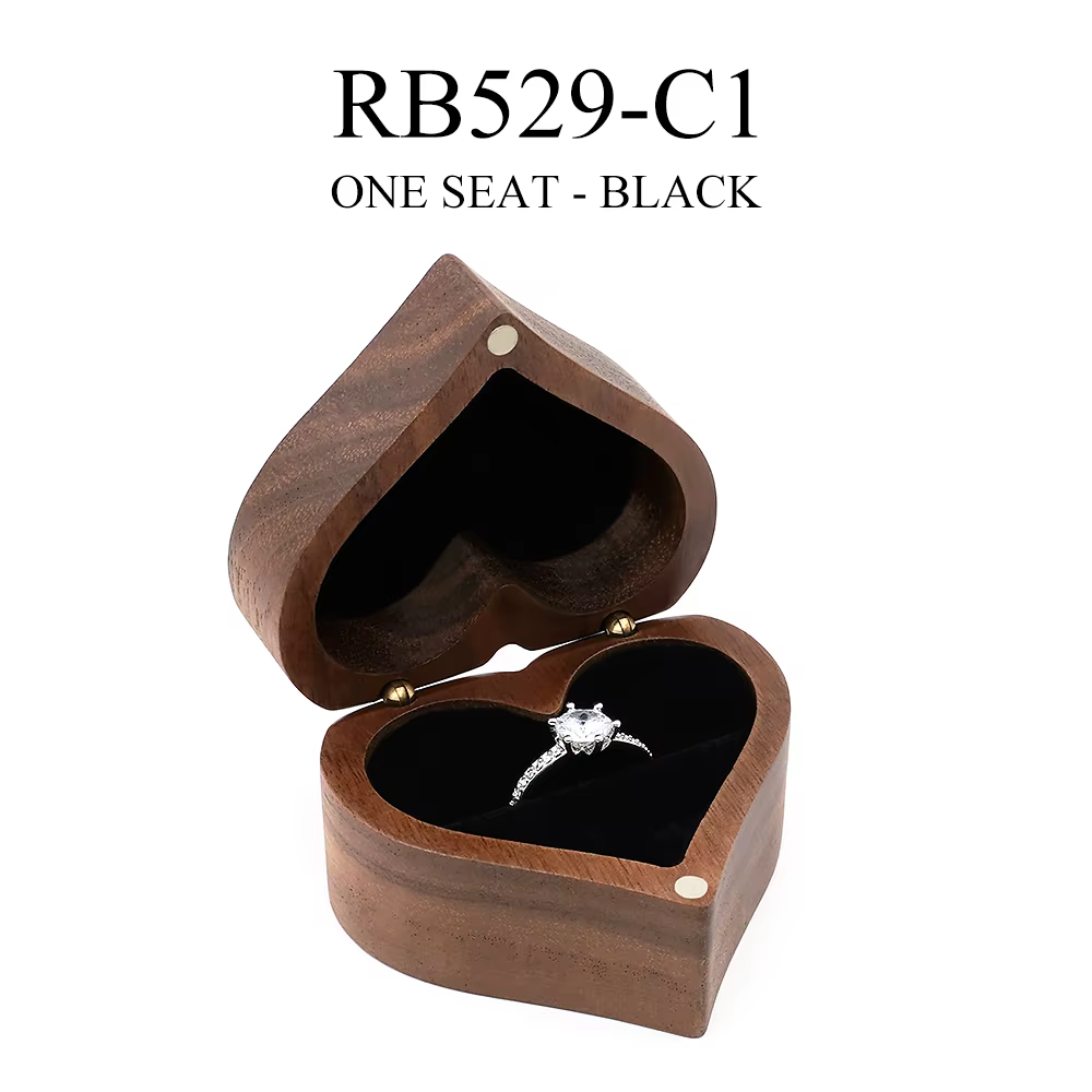 Boîte à bagues pour cérémonie de mariage, boîte à bijoux Vintage en bois de noyer, rangement de bagu