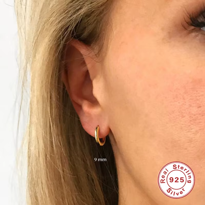Aide – petites boucles d'oreilles créoles en argent Sterling 925, or Rose, pour femmes et filles, ca