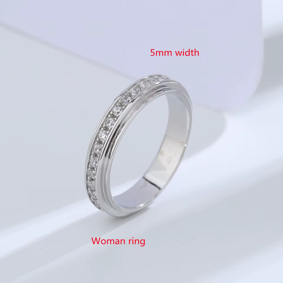 Buyee-Ensembles de matiques de couple en argent regardé 925 pour hommes et femmes, bague de mariage 