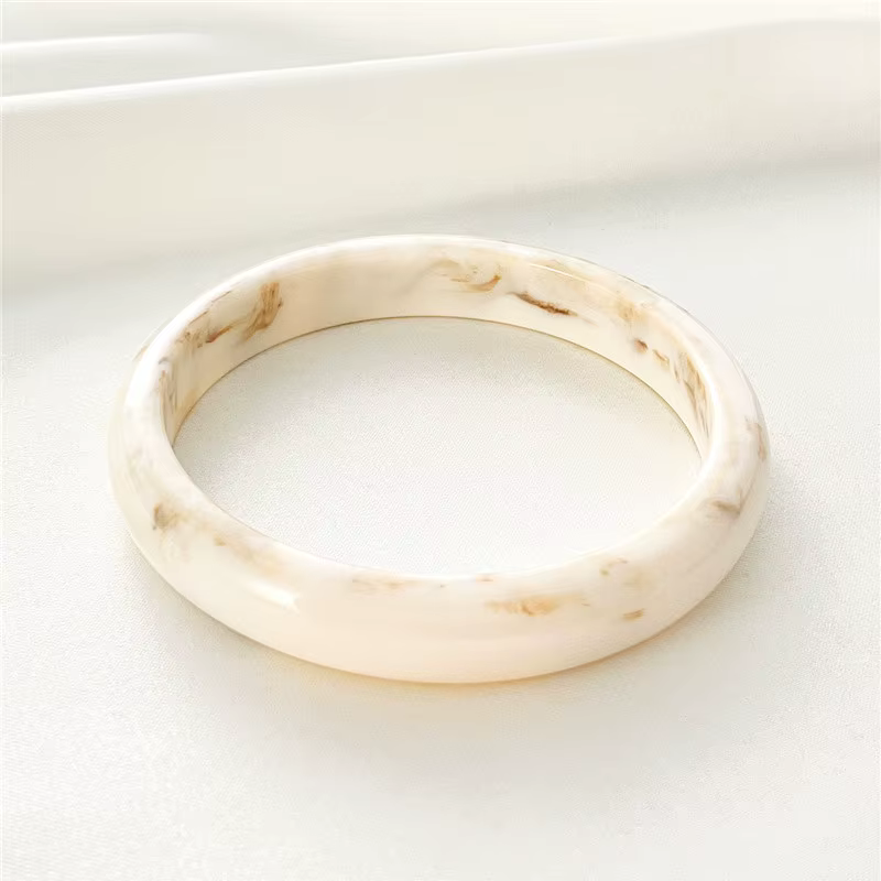 Bracelet en marbre multicolore pour femme, bijoux rétro, rond, semi-transparent, acrylique, personna